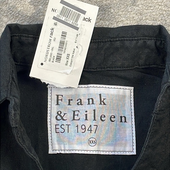 NWT Frank & Eileen Ireland Romper Cotton Linen Long Sleeve Loose Black XXS - Picture 11 of 14